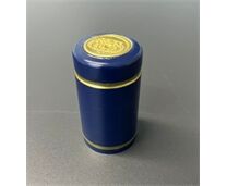  Anschrumpfkapsel Ø30 | L40mm blau | Streifen gold