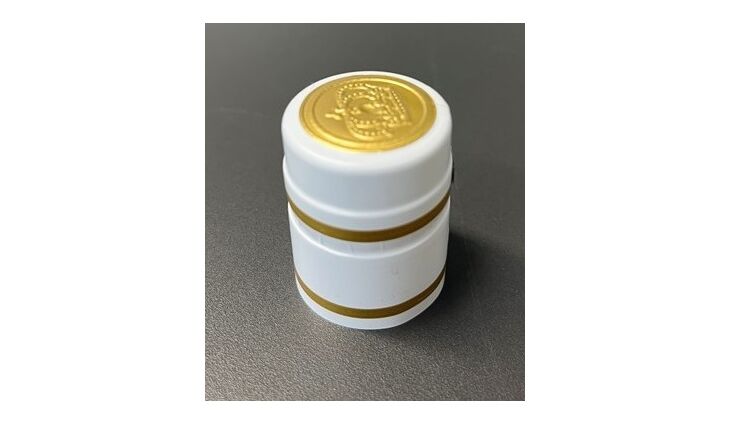  Anschrumpfkapsel Ø30 | L40mm weiß | Streifen gold