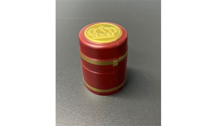  Anschrumpfkapsel Ø30 | L40mm rot | Streifen gold