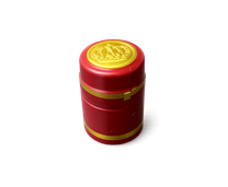  Anschrumpfkapsel Ø30 | L40mm rot | Streifen gold