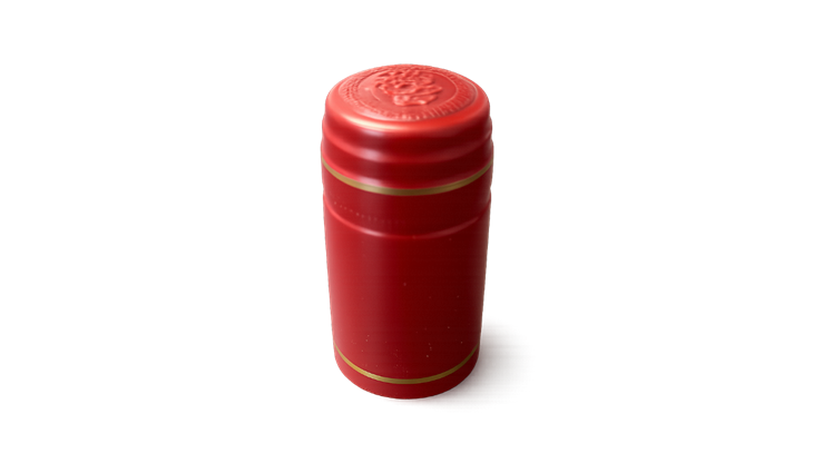  Anschrumpfkapsel Ø31 | L60mm rot | Streifen gold