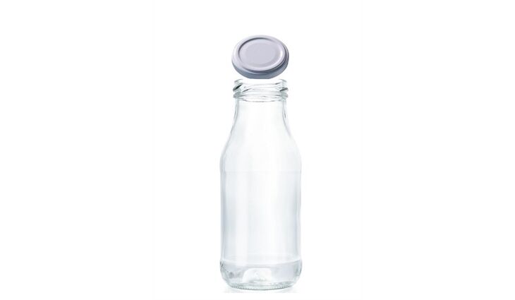  Fruchtsaftflasche 250 ml TO 43 mit Deckel weiß