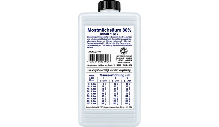 VINA| Mostmilchsäure 80% 1 Kg