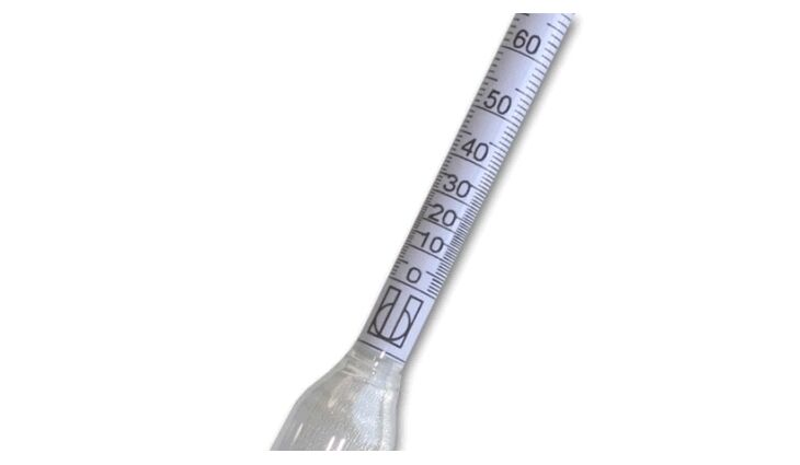 Alkoholmeter|Vorlage 0 - 25% vol. in 1% o. Thermo 