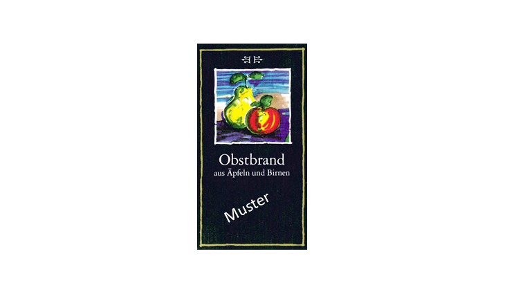 ETIKETTEN schwarz Leinen 95x52mm Obstbrand