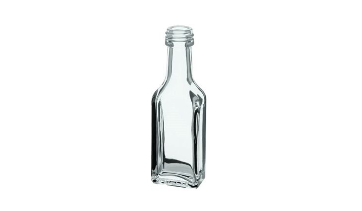 Fla PORTIONS-Flasche klar eckig PP 18 mm | 0,04 Liter